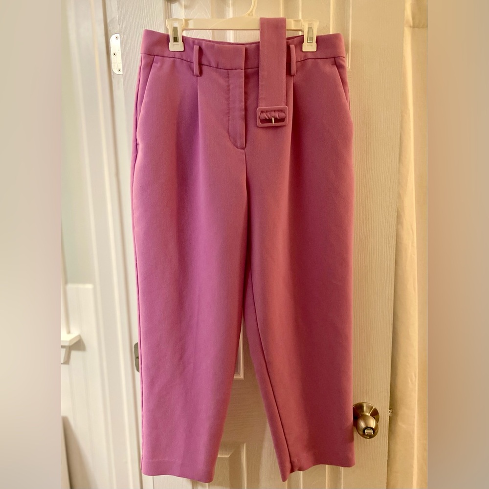 Ann Taylor Pink Cropped Trousers with Belt - size 10